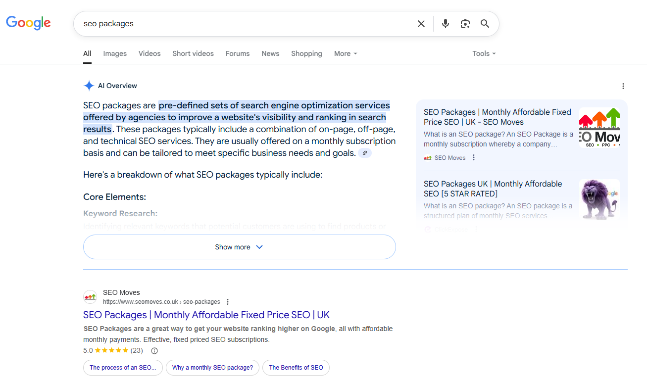 SEO search result screenshot from Jason Burns work