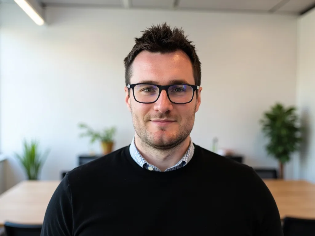 Jason Burns working in an office