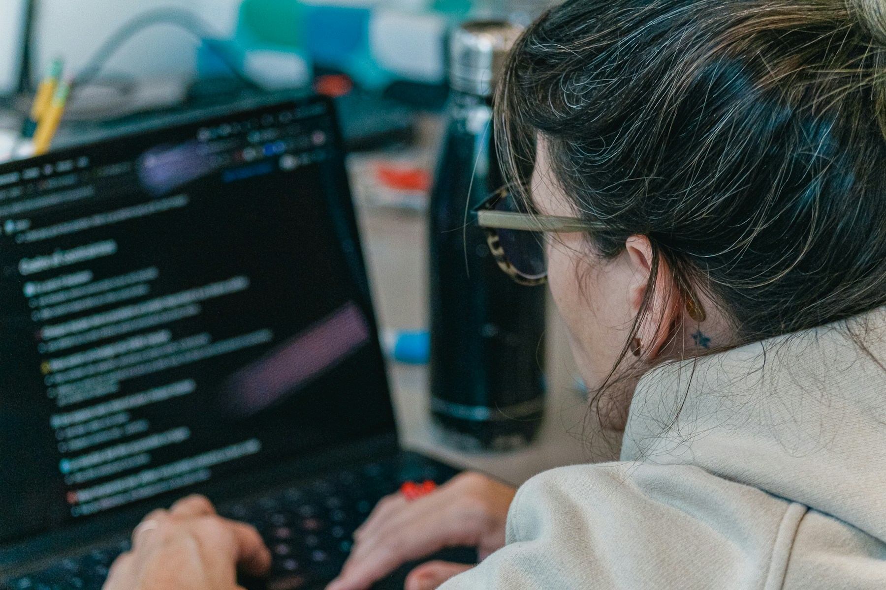 Laptop with code used for technical implementation work